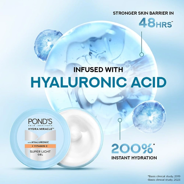 POND'S Hydra Miracle Super Light Gel with Hyaluronic Acid & Vitamin C-200g - 200g, POND'S