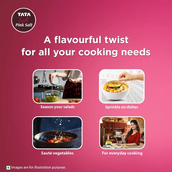 Tata Salt Pink Salt, 1kg, Rock Salt for Everyday Cooking, Sendha Salt - 1Kg, Tata