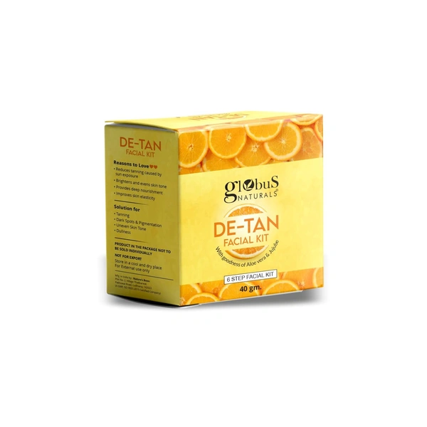 Globus Naturals De-Tan 6 Step Facial Kit, 40gm - 40g, Globus