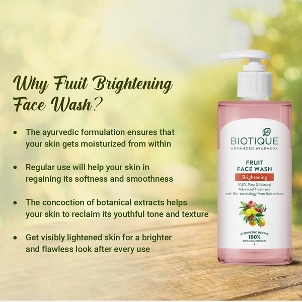 Biotique Fruit Brightening Face Wash 200ml - 200ml, Biotique