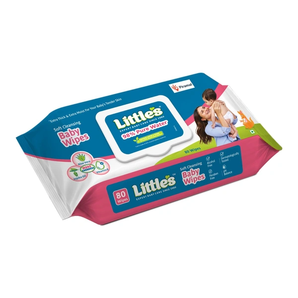  Little's Soft Cleansing Baby Wipes (80 Wipes) - 15cm x 20cm, Little