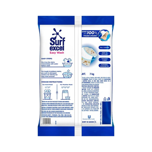 Surf Excel Easy Wash Detergent Powder7 kg - 7Kg, Surf Exel