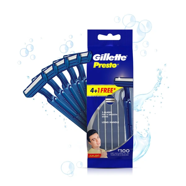 Gillette Presto Manual Shaving Razor(Pack of 5) - Gillet