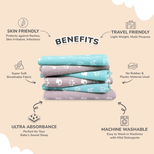 R for Rabbit Waterproof Quick Dry Sheet for Baby(Pack Of 2) - (50 CM x 70 CM)