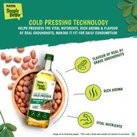Tata Simply Better Pure & Unrefined Cold Pressed Groundnut (Peanut) Oil,Naturally Cholesterol Free,1L,Groundnut - 910g, tata