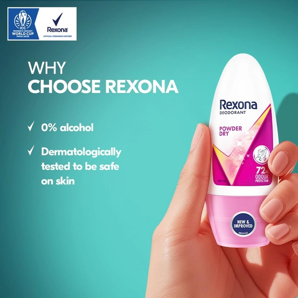 Rexona Powder Dry Underarm Roll On Deodorant For Women 50ml - 50ml, Rexona