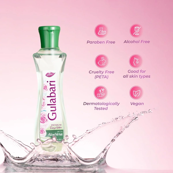 Dabur Gulabari Premium Rose Water with Aloe Vera - 400 ml - 400ml, Dabur