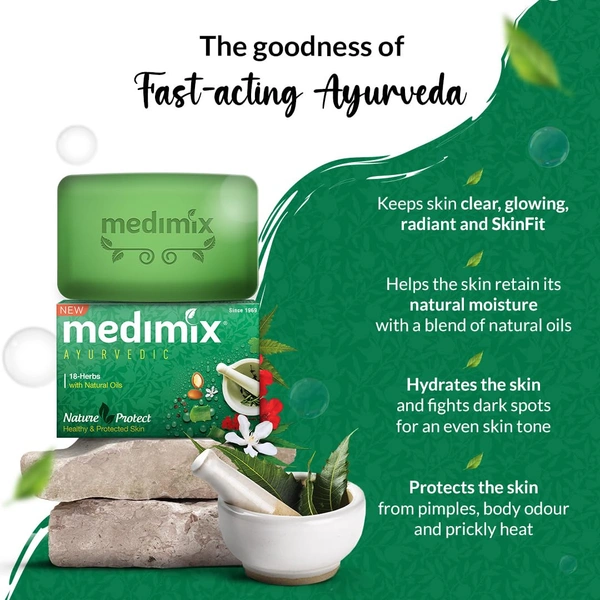 Medimix Ayurvedic Classic 18 Herbs Bathing Soap 125g (Buy 4 Get 1 EXTRA Combo Pack) - 125g x 5, Medimix