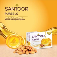 Santoor PureGlo Glycerine Soap with Almond Oil and Glycerine 125g x 6 - 125g x 6, Santoor