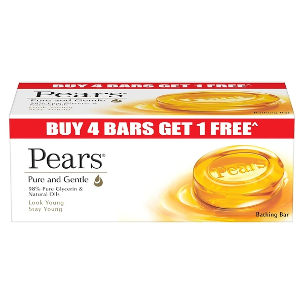 Pears Pure & Gentle Soap Bar (Buy 4 get 1 free) 625g - 625g, Pears