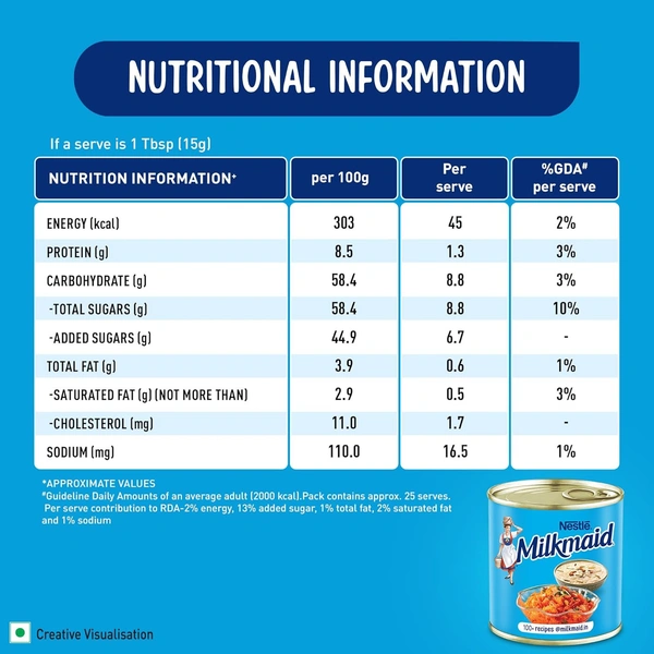 Milkmaid Nestle Partly Skimmed Sweetened Condensed Milk, 380g - 380g, Nestle
