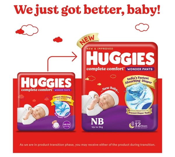 Huggies Wonder Pants 90 Count (NB 0-5 Kgs) - NB 0-5kg, Huggies
