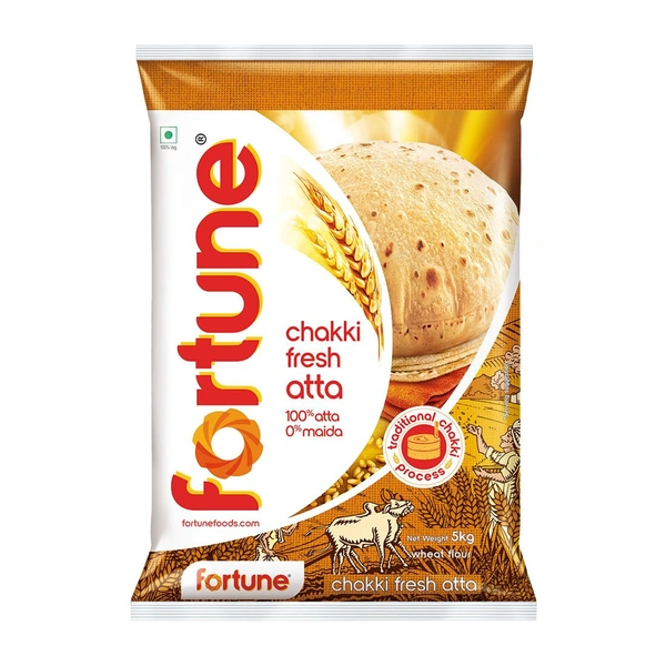 Fortune Chakki Fresh Atta, 5 kg - 5Kg, Fortune