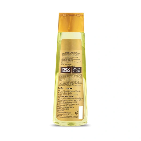 EMAMI 7 Oils In One Hair Oil Makes Hair 20X Stronger (500 ml) - 500ml, EMAMI