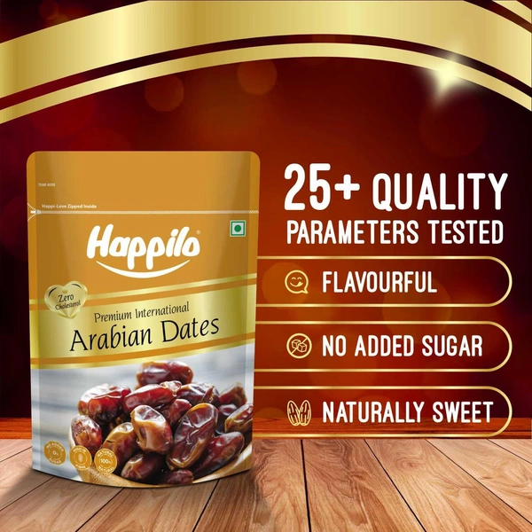 Happilo Premium Natural Arabian Dates 500g - 500g, Happilo