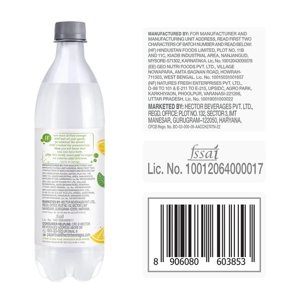 Paper Boat Lemon Lime Sparkling Water, 600ml - 600ml, Paper Boat