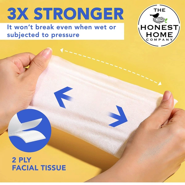 The Honest Home Company 2 Ply Facial Tissues Box 100 Pulls Pack Of 1 - 20cmx20cm, Facial Tissue