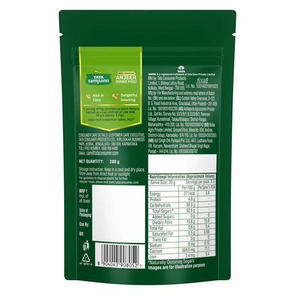 Tata Sampann Premium Anjeer (Dried Figs), 200g - 200g, Tata Sampann