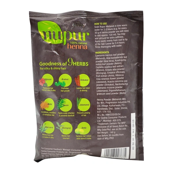 Godrej Nupur 100% Pure Henna Powder-150g - 150g, Godrej