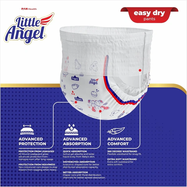 Little Angel Easy Dry Diaper Pants - XL  (54 Pieces) -  13-16 Kgs - XL - 13-16 Kgs, Little Angel