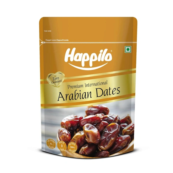 Happilo Premium Natural Arabian Dates 500g - 500g, Happilo