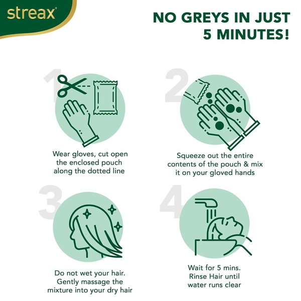 Streax Insta Shampoo Hair Colour, Natural Black - Streax