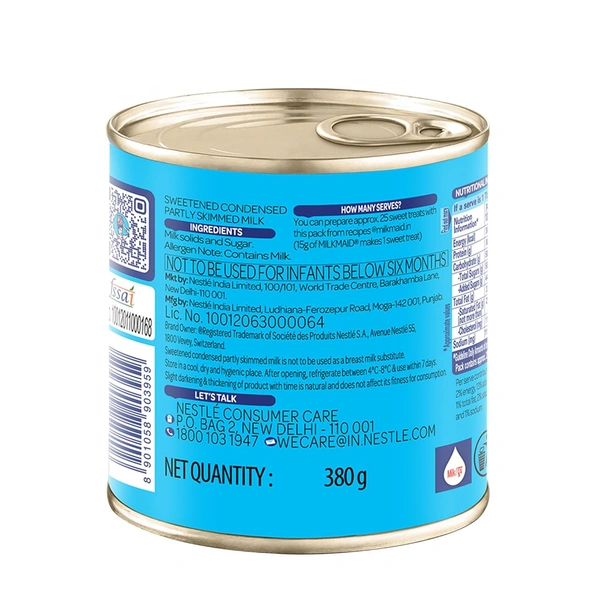 Milkmaid Nestle Partly Skimmed Sweetened Condensed Milk, 380g - 380g, Nestle