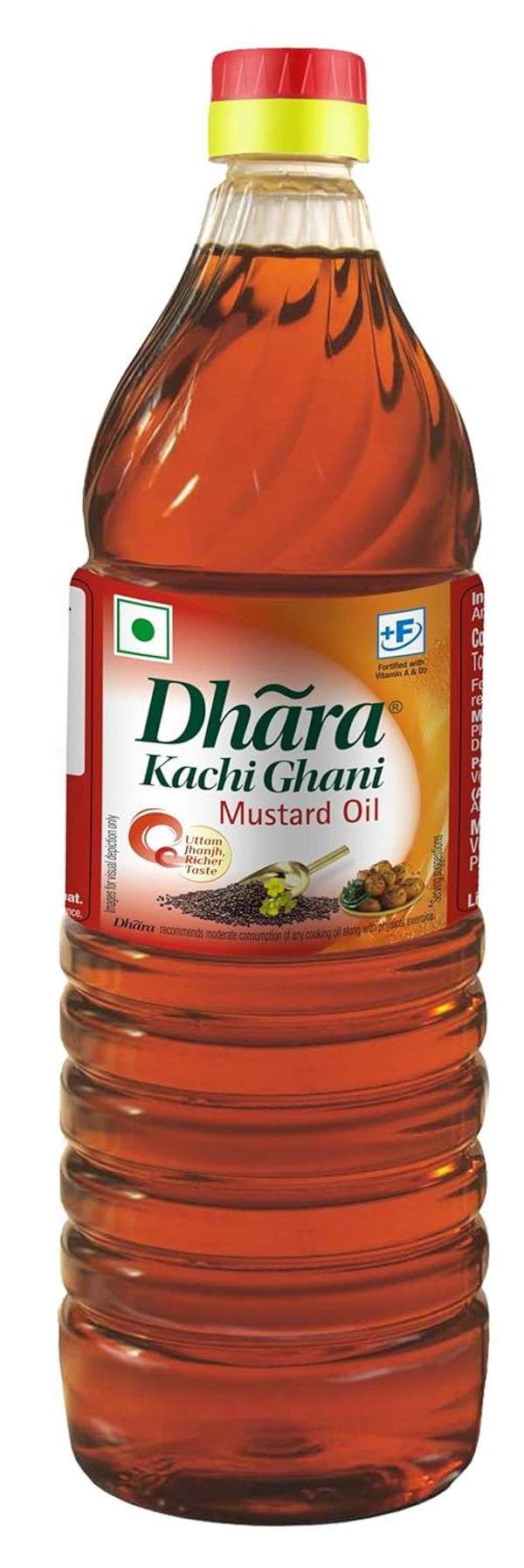 Dhara Kachi Ghani Mustard Oil 1L - 1Ltr, Dhara