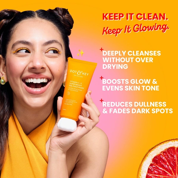 DOT & KEY Vitamin C + E Super Bright Gel Face Wash - 100ml, Dot & Key
