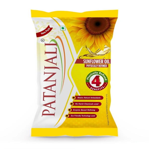 Patanjali Fortified Sunflower Oil Cold Pressed 1L - 1Ltr, Patanjali