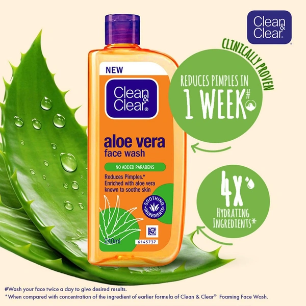 Clean & Clear Aloe Vera Face Wash - 240ml - 240ml, Clean & Clear