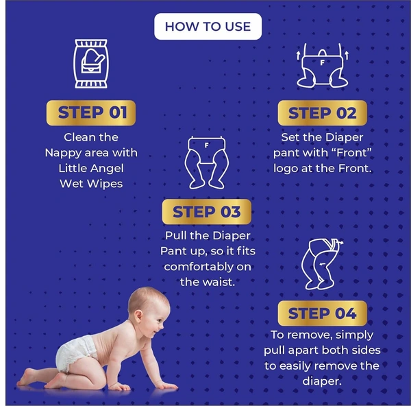 Little Angel Easy Dry Diaper Pants - Large (62 Pieces) - 9-14 Kgs - Large 9 -14 Kg, Little Angel