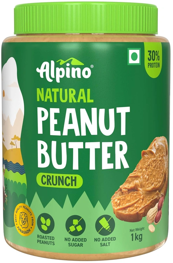 ALPINO Natural Peanut Butter Crunch - 1Kg - 1Kg, Alpino