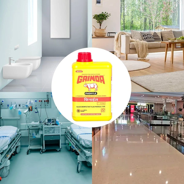 Gainda Black Disinfectant Phenyl – Powerful Floor & Surface Cleaner for Homes, Offices & Hospitals - 1Ltr, Gainda