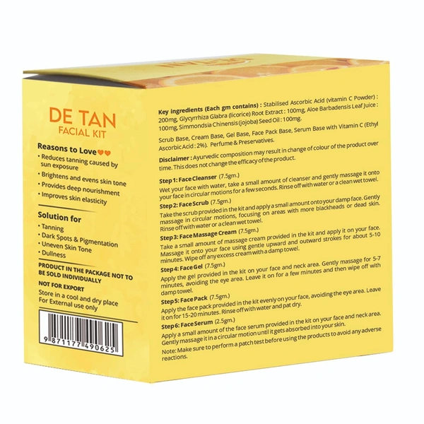 Globus Naturals De-Tan 6 Step Facial Kit, 40gm - 40g, Globus