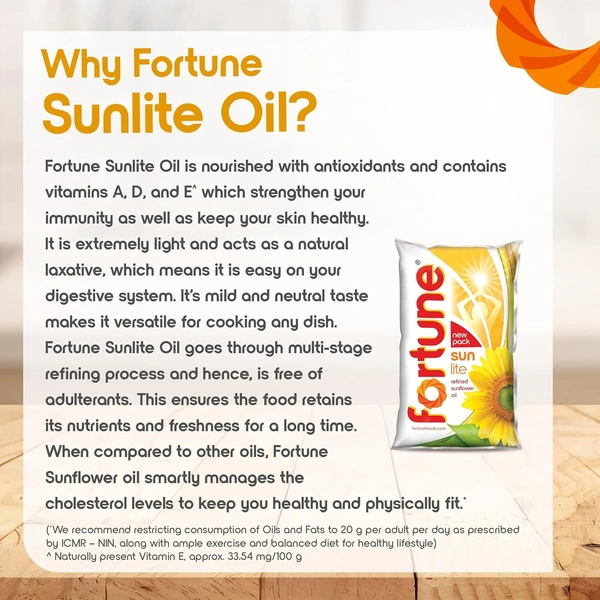 FORTUNE Sunlite Refined Sunflower Oil Pouch (Surajmukhi Tel)  (800 g) - (800 g), Fortune
