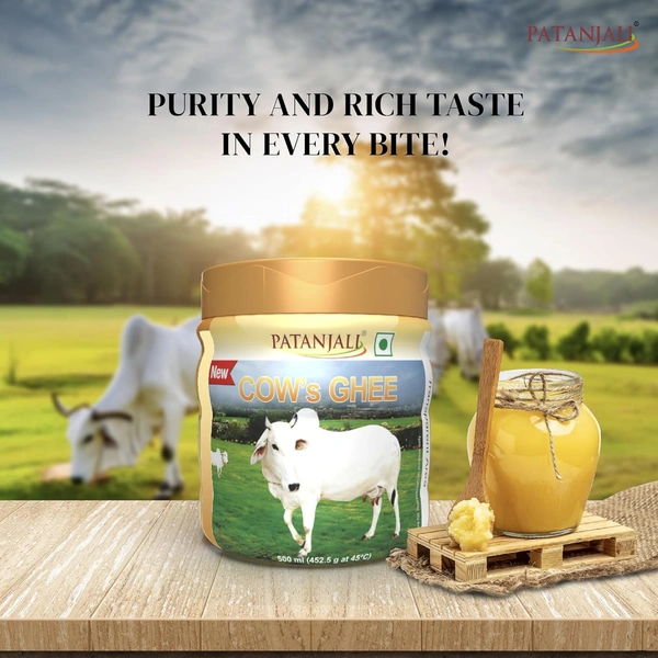 Patanjali Cow Ghee, Plastic Jar - 500ml Jar - 500g, Patanjali