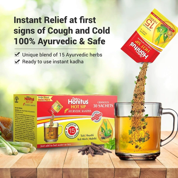 Honitus Dabur Hot Sip Relief from Cough and Cold (4g) - 4g, Dabur