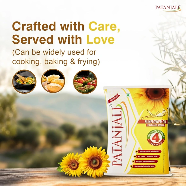 Patanjali Fortified Sunflower Oil Cold Pressed 1L - 1Ltr, Patanjali