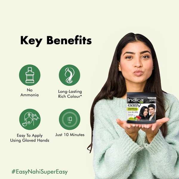 Indica Easy 10 Minutes Hair Color Shampoo Natural Black - Indica