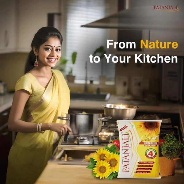 Patanjali Fortified Sunflower Oil Cold Pressed 1L - 1Ltr, Patanjali