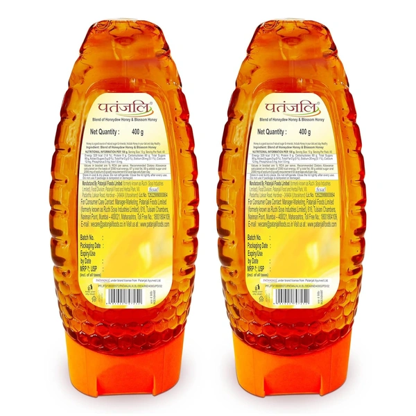 Patanjali Honey Squeezy,Natural Honey (400g x 2) - 400x2, Patanjali