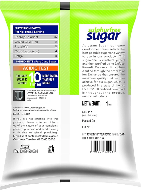 Uttam Sugar Sulphurless Sugar, 1kg - 1Kg, Uttam