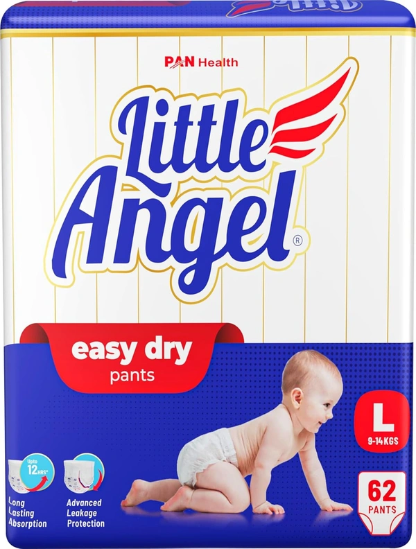 Little Angel Easy Dry Diaper Pants - Large (62 Pieces) - 9-14 Kgs - Large 9 -14 Kg, Little Angel