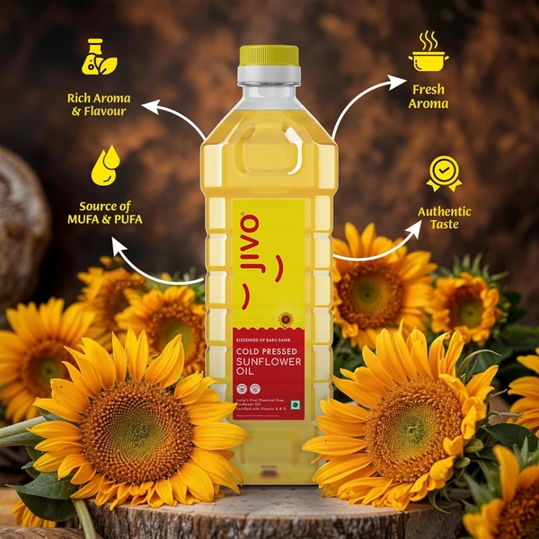 Jivo Cold Pressed Chemical Free Sunflower Oil 1Ltr - 1ltr, Jivo