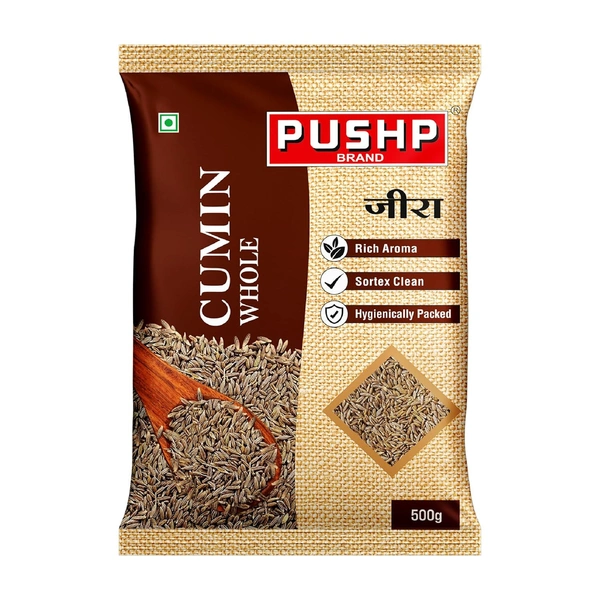 Pushp Whole Jeera Premium Cumin Seeds 500g - 500g, Pushp