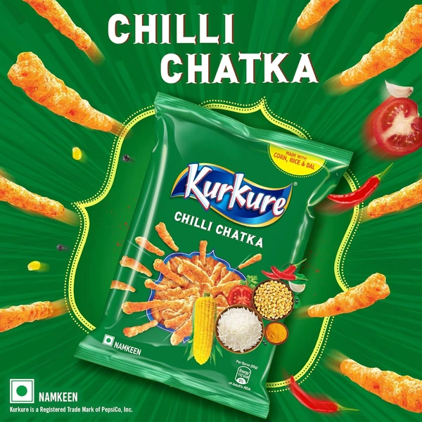 Kurkure Namkeen Chips, Chilli Chatka Flavour, Crispy Spicy Chips & Snacks,68g - 68g, Kurkure