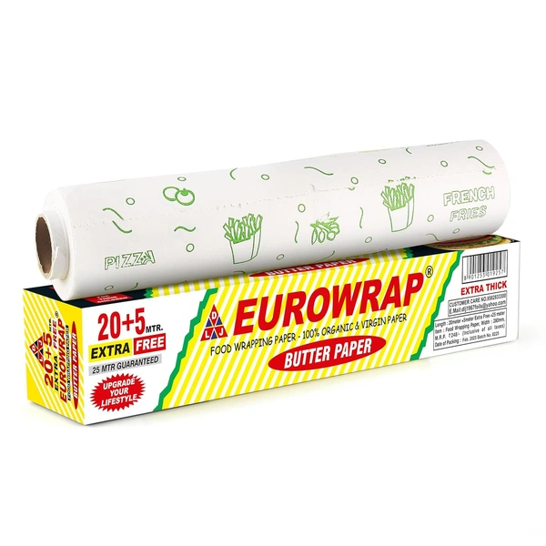 EUROWRAP Food Wrapping Butter Paper 25 Mtr - 25Mtr, EUROWRAP