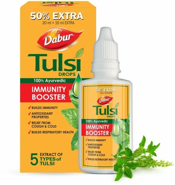 Dabur Tulsi Drops 100% Ayurvedic Immunity Booster - 30 ml - 30ml, Dabur