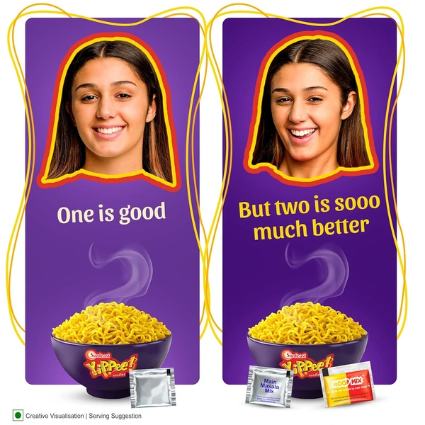 Sunfeast YiPPee! Mood Masala-2 Masala Sachets Instant Noodles Vegetarian  (260 g) - 280g, Sunfest